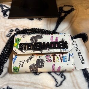 NWT Steve Madden Multicolor Graphic Women's Wallet On A Chain
